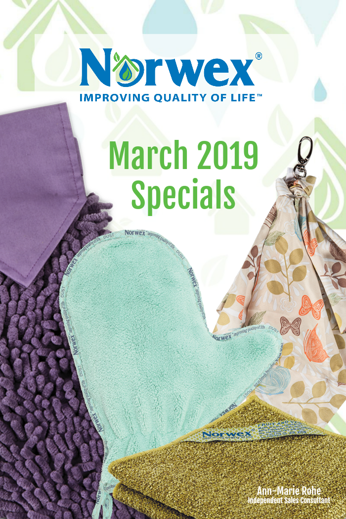 Take a look at all the goodies you can receive when you host, and the deals you can steal as a customer, with our Norwex March 2019 Specials!