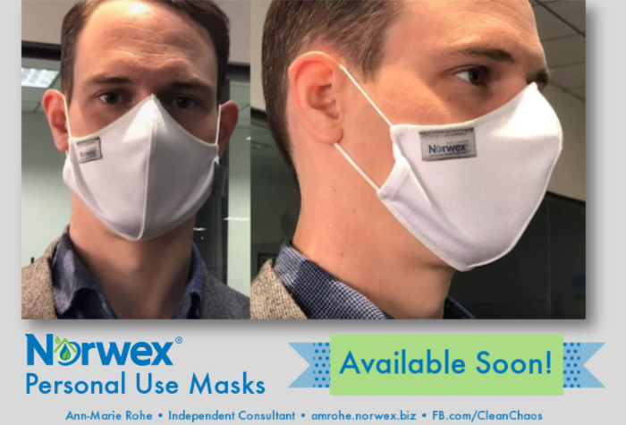 Norwex Personal Use Masks will be available soon, to provide safety, care and comfort for individuals, with the added benefit of self-purification with our BacLock microsilver embedded into the microfiber of each mask.